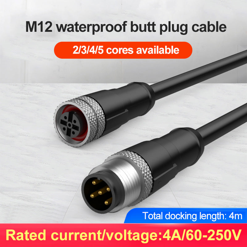 M12 Waterproof Butt Plug Cable Connector Outdoor Joint