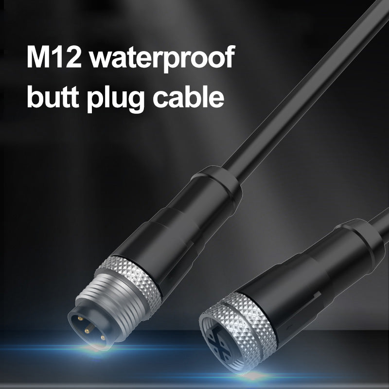 M12 Waterproof Butt Plug Cable Connector Outdoor Joint