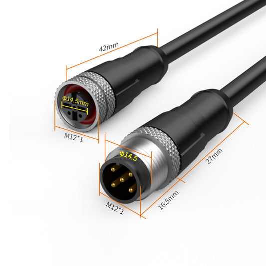 M12 Waterproof Butt Plug Cable Connector Outdoor Joint
