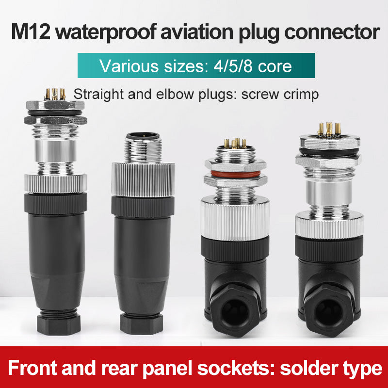 M12 Waterproof Aviation Plug Connector Cable Adapter